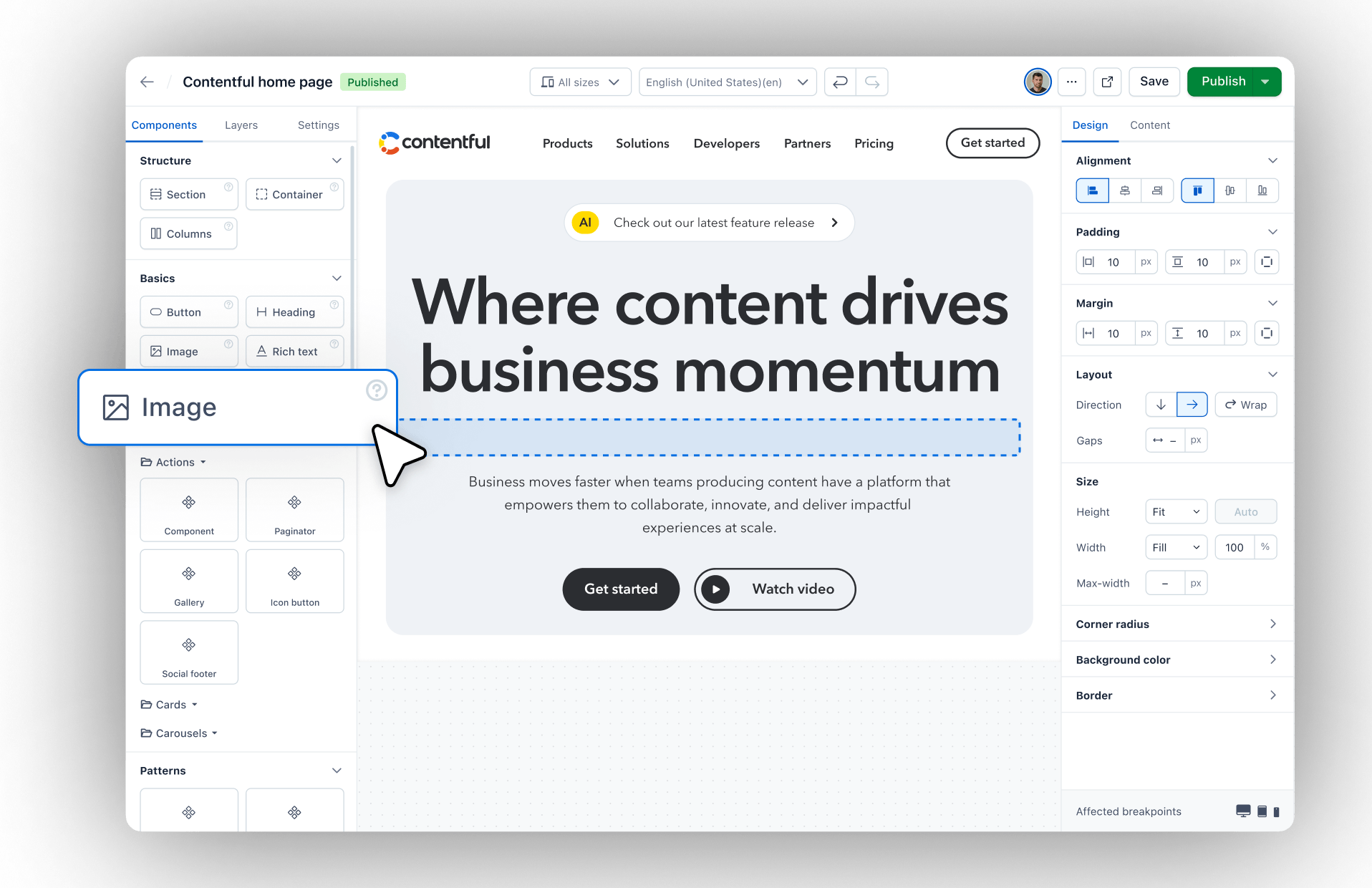 Contentful Studio visual editor